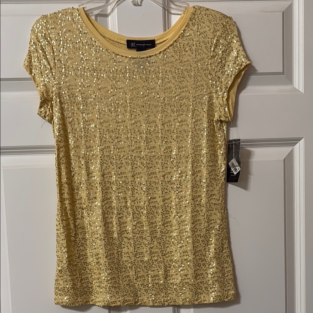 Brand New Ladies I.N.C. Pale Yellow Sequin Top